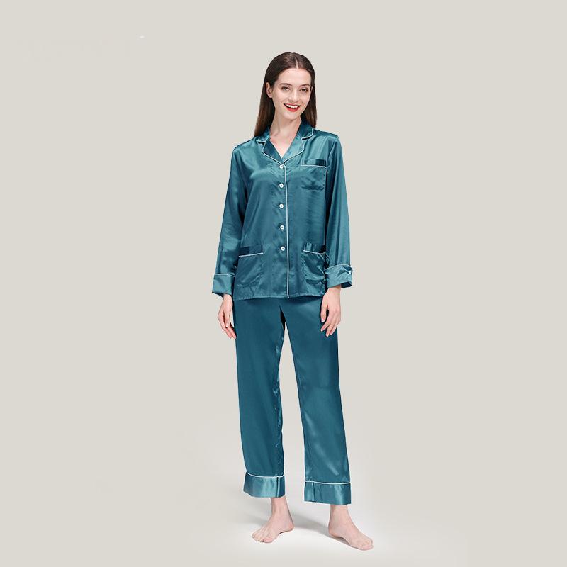 5 Momme heavyweight silk pajamas 100% mulberry silk long-sleeved trousers suit can be worn as silk home clothes in summer