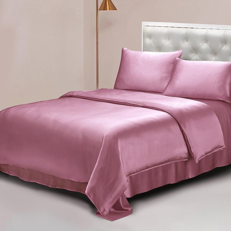 22 Momme heavyweight silk four-piece set double-sided 100% mulberry silk solid color high-end bedding