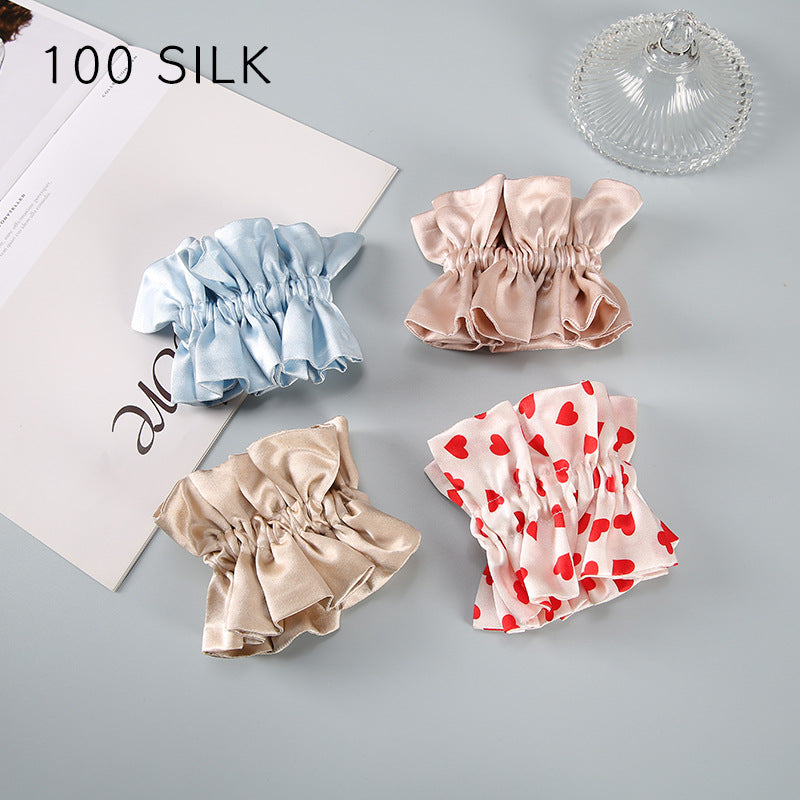 19 Momme double-layer silk hair band for girls, sweet hair rope, 100% mulberry silk hair tie