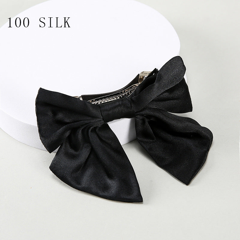 Princess braid bow hairpin headdress Cross-border new product 16 momme silk hairpin