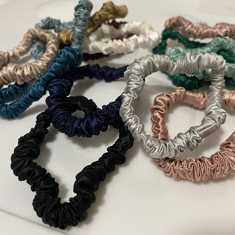 22 Momme 1cm glossy silk hair band handmade 100% mulberry silk girls hair tie small intestine silk hair band