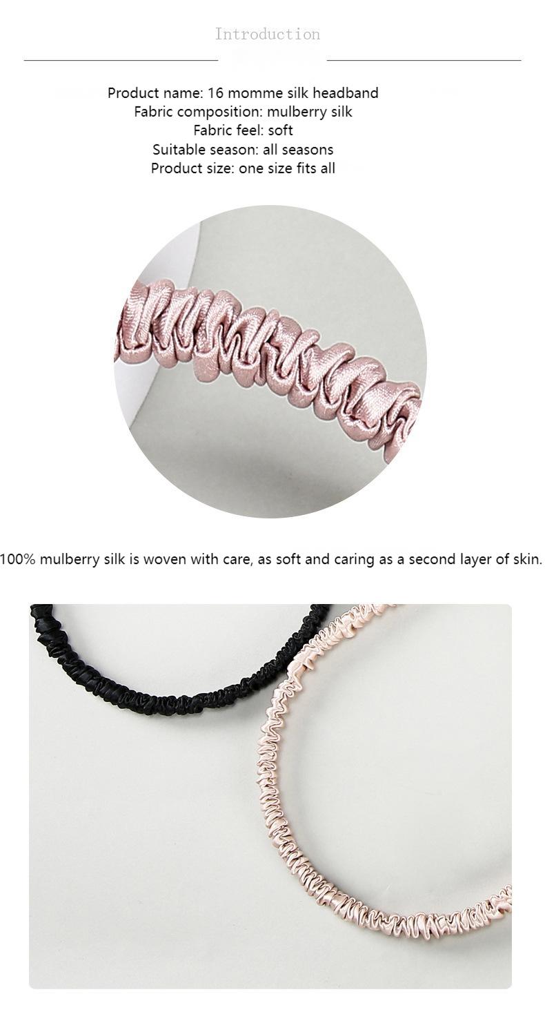 16 Momme Silk Headband Summer 100% Mulberry Silk Satin Thin Edge Headband Headdress Pleated Silk Hairpin