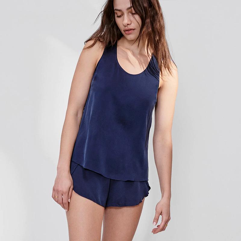 19 Mommy silk pajamas for women, new summer products, mulberry silk sleeveless vest shorts suit, home clothes