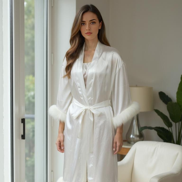 Faux fur robe set women's home clothes sexy pajamas robe