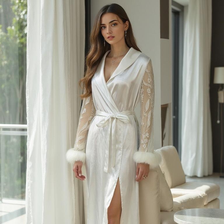 New women's cardigan home clothes transparent lace nightgown comfortable and breathable