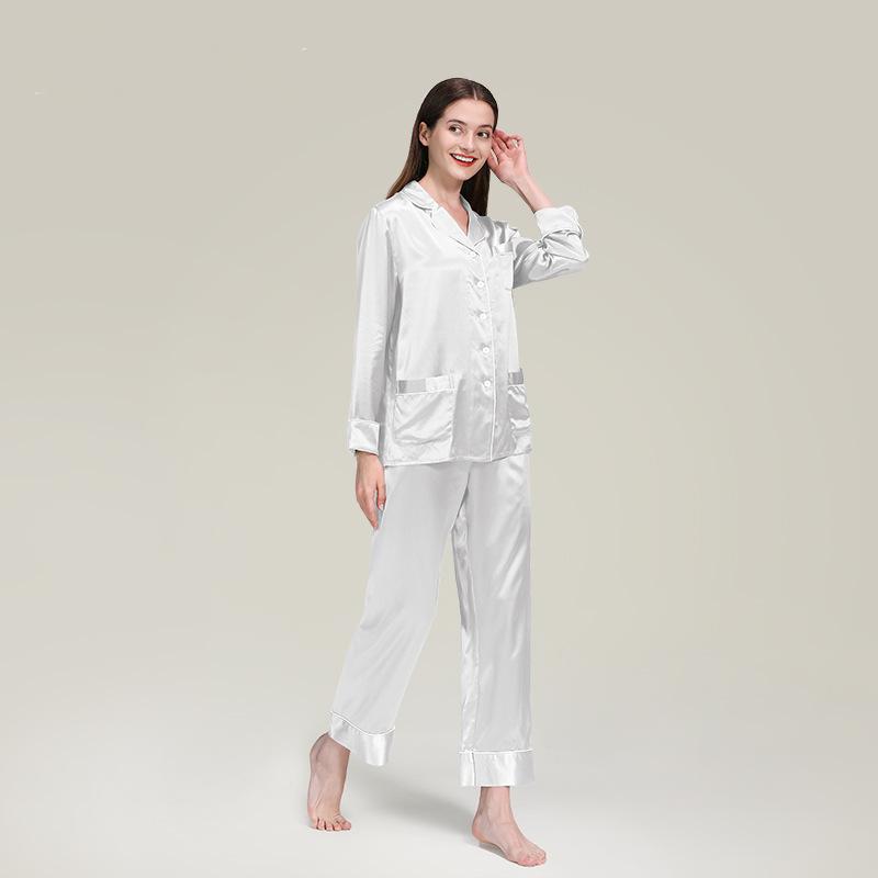 5 Momme heavyweight silk pajamas 100% mulberry silk long-sleeved trousers suit can be worn as silk home clothes in summer