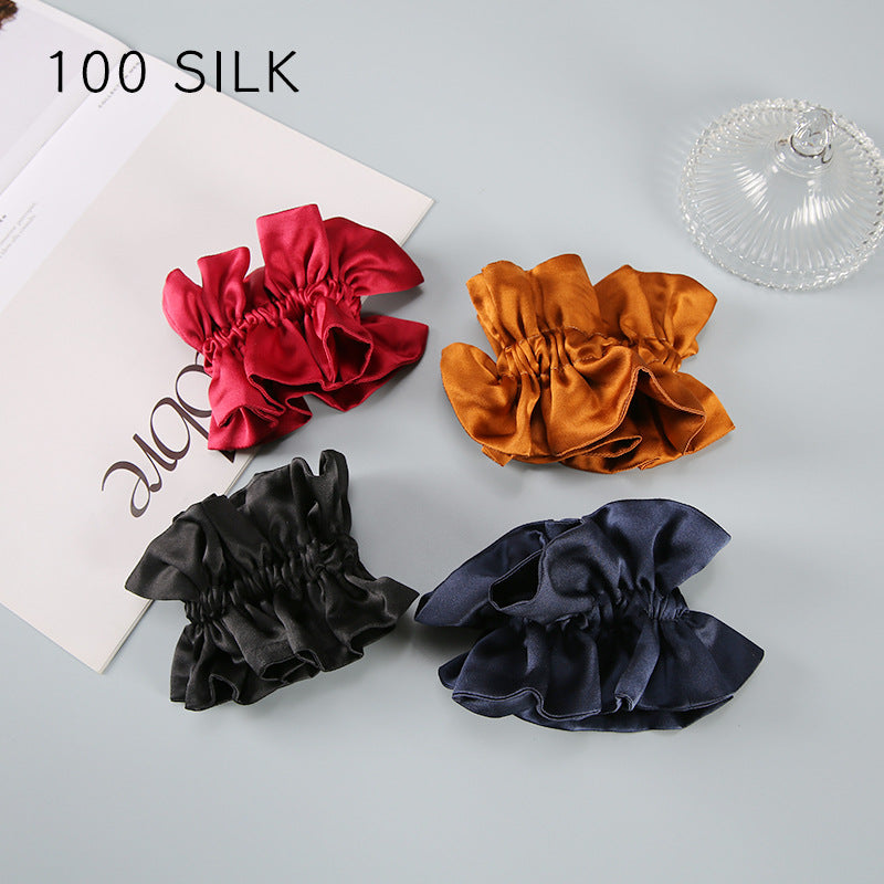 19 Momme double-layer silk hair band for girls, sweet hair rope, 100% mulberry silk hair tie