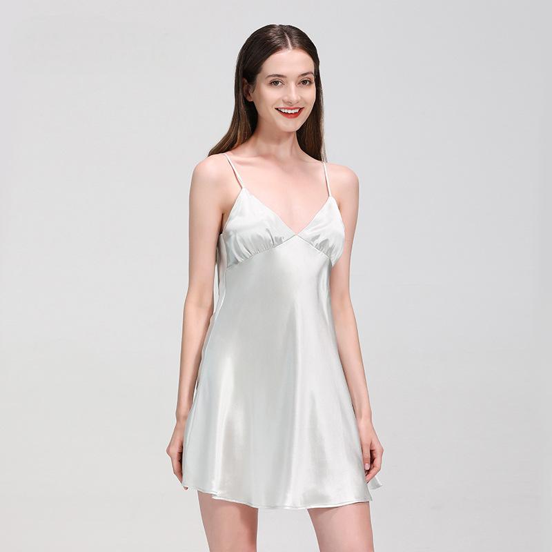 New 22 momme 100 heavy mulberry silk home clothes, silk suspender sexy vest, women's loose nightdress