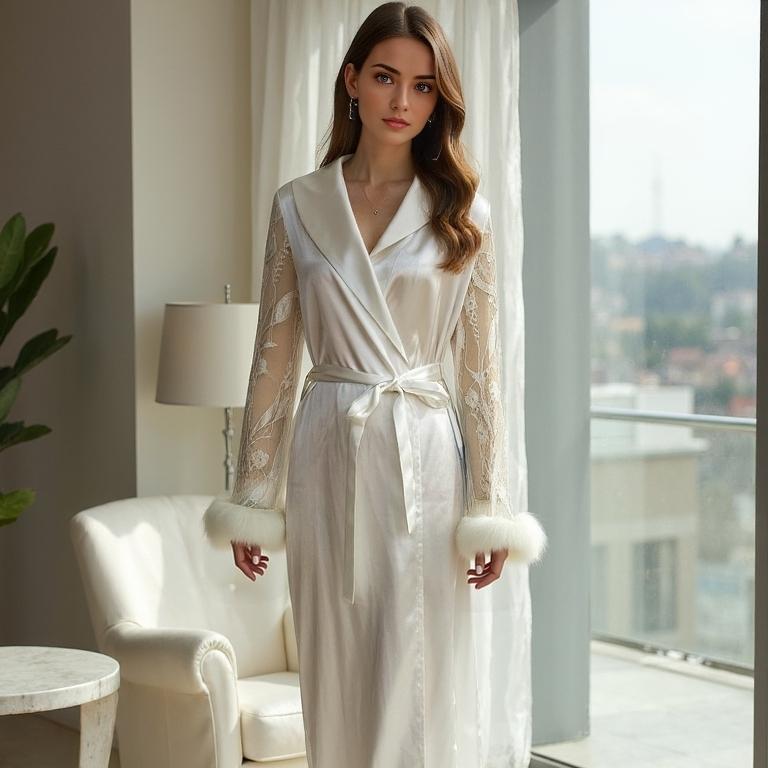 New women's cardigan home clothes transparent lace nightgown comfortable and breathable
