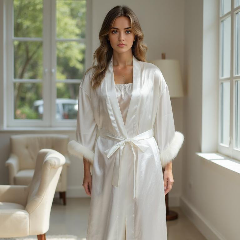 Faux fur robe set women's home clothes sexy pajamas robe