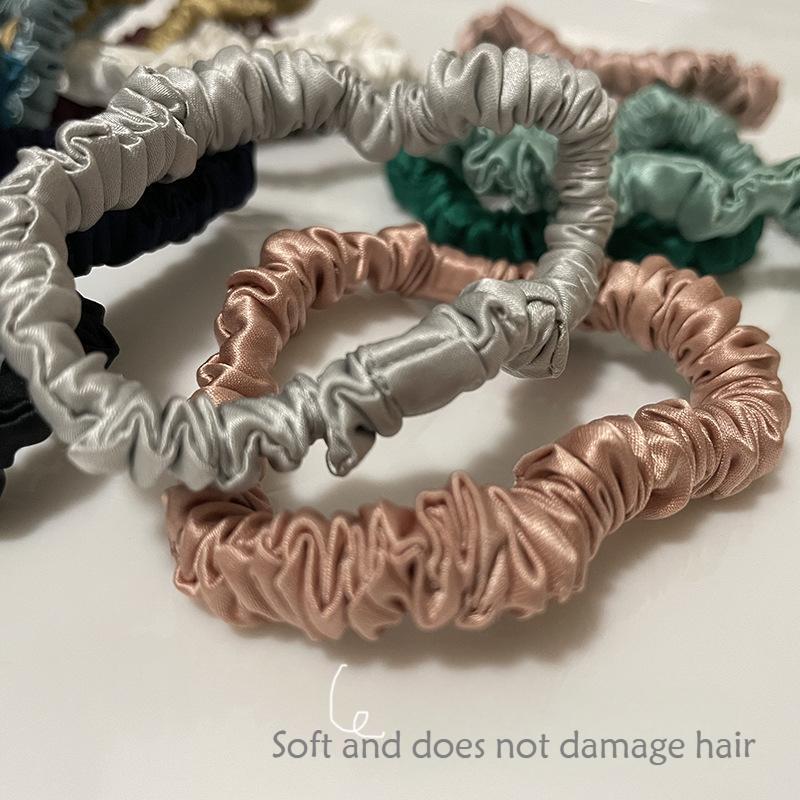 22 Momme 1cm glossy silk hair band handmade 100% mulberry silk girls hair tie small intestine silk hair band