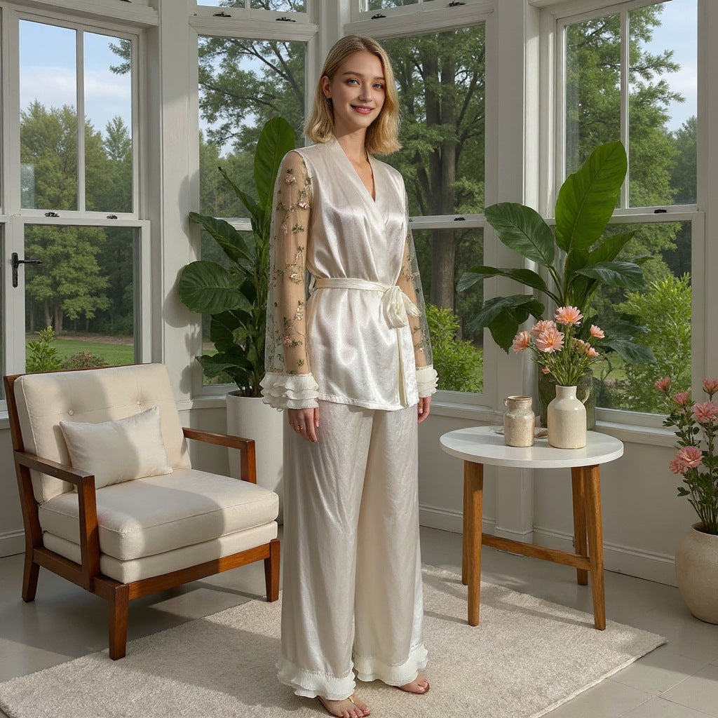 New autumn women's pajamas with lace long-sleeved home clothes