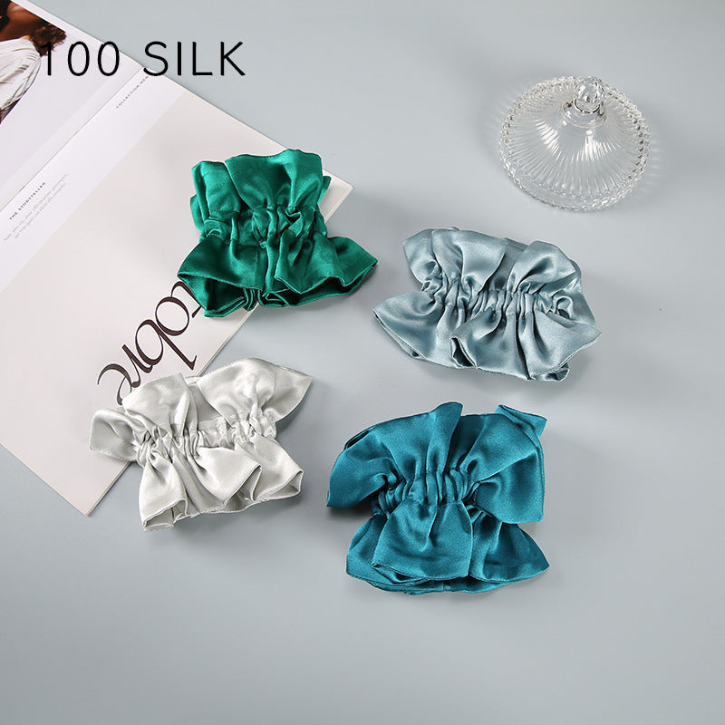 19 Momme double-layer silk hair band for girls, sweet hair rope, 100% mulberry silk hair tie