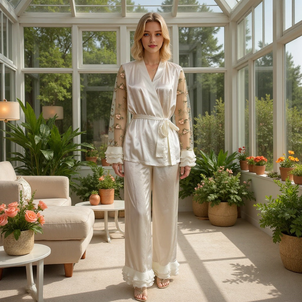 New autumn women's pajamas with lace long-sleeved home clothes