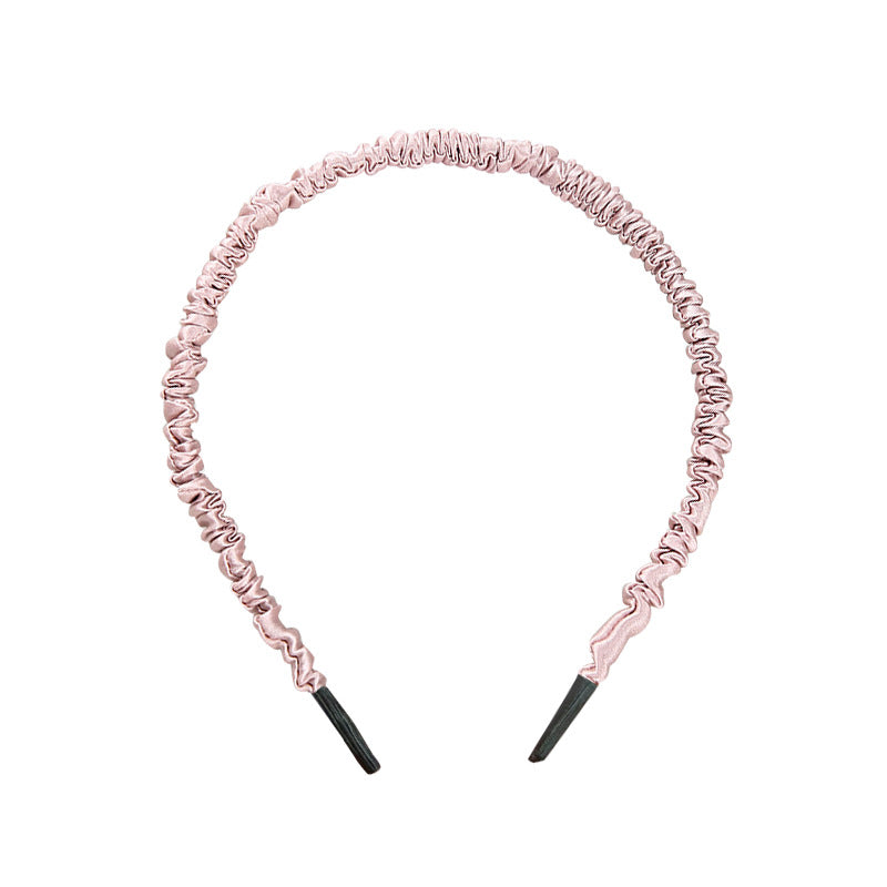 16 Momme Silk Headband Summer 100% Mulberry Silk Satin Thin Edge Headband Headdress Pleated Silk Hairpin