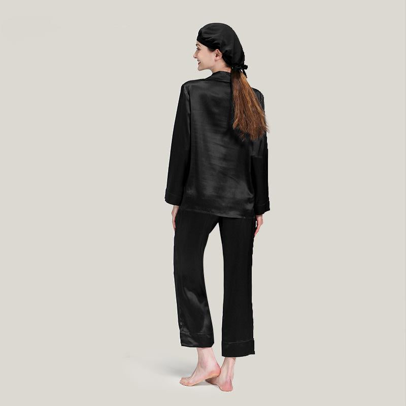 Silk pajamas 100% mulberry silk long-sleeved trousers suits for women autumn and winter large size silk home clothes