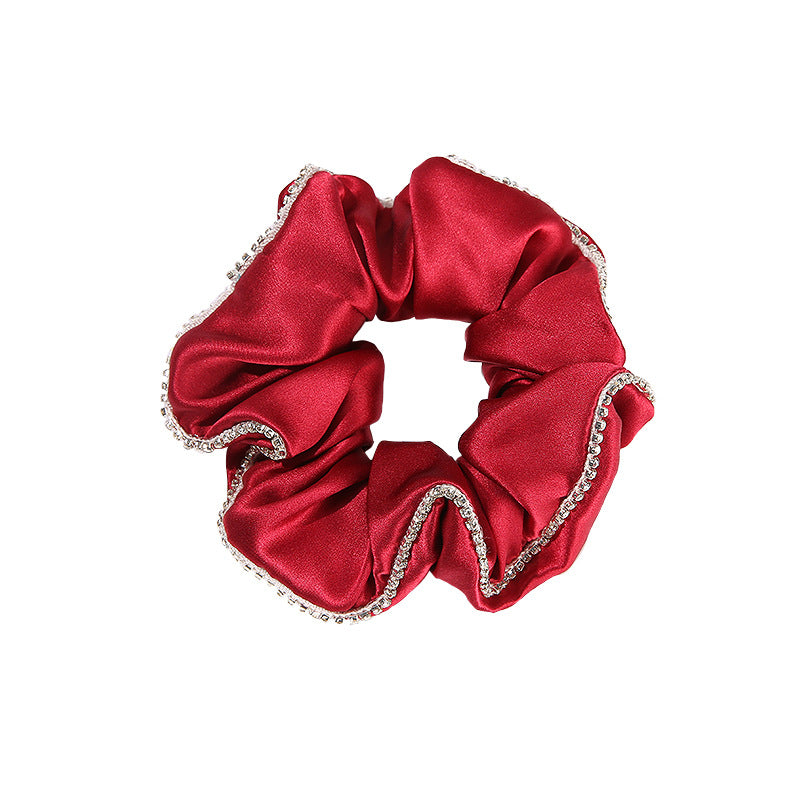 19 Momme Silk Hairband 100% Mulberry Silk Hair Tie Hairband Rhinestone Seamless Rubber Band Women's Temperament Hair Accessories