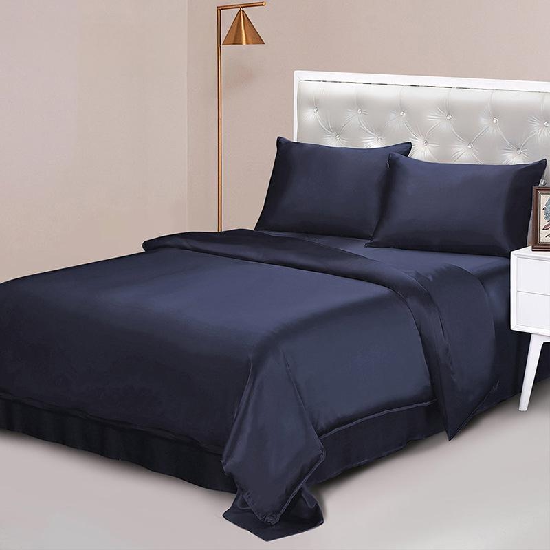 22 Momme heavyweight silk four-piece set double-sided 100% mulberry silk solid color high-end bedding