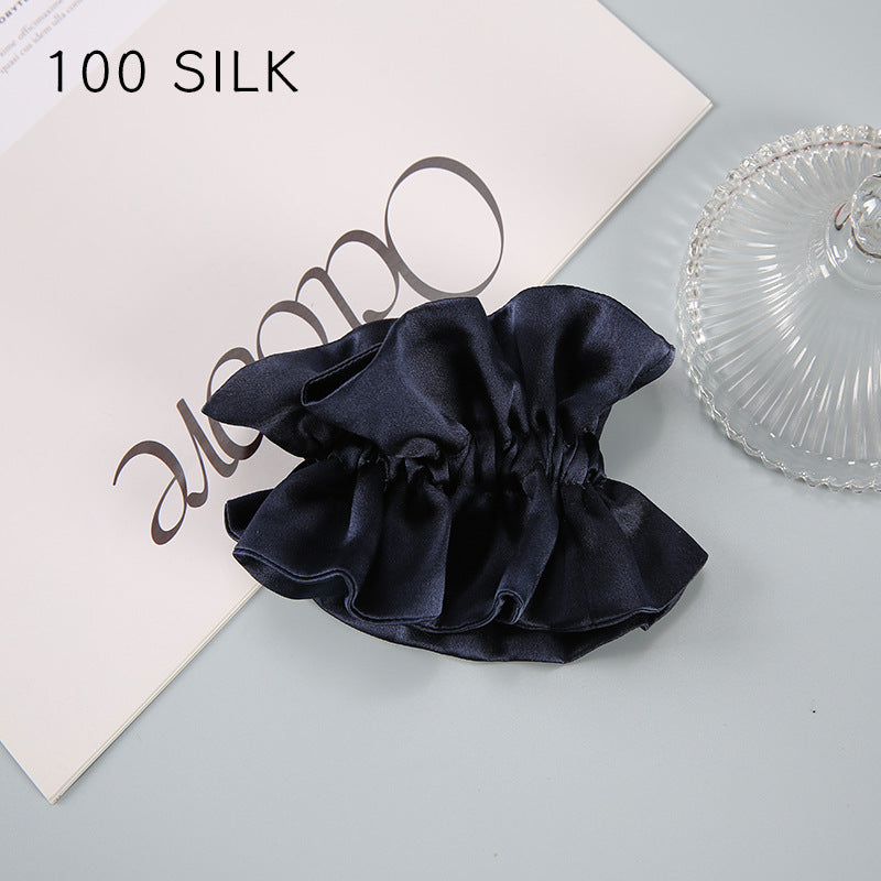 19 Momme double-layer silk hair band for girls, sweet hair rope, 100% mulberry silk hair tie