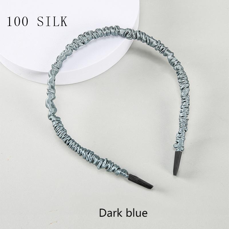 16 Momme Silk Headband Summer 100% Mulberry Silk Satin Thin Edge Headband Headdress Pleated Silk Hairpin