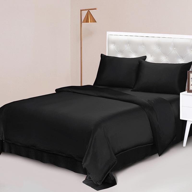 22 Momme heavyweight silk four-piece set double-sided 100% mulberry silk solid color high-end bedding
