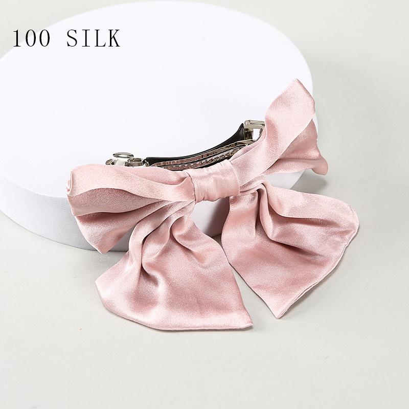 Princess braid bow hairpin headdress Cross-border new product 16 momme silk hairpin