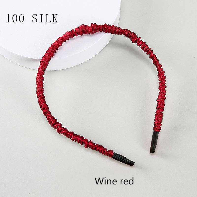 16 Momme Silk Headband Summer 100% Mulberry Silk Satin Thin Edge Headband Headdress Pleated Silk Hairpin