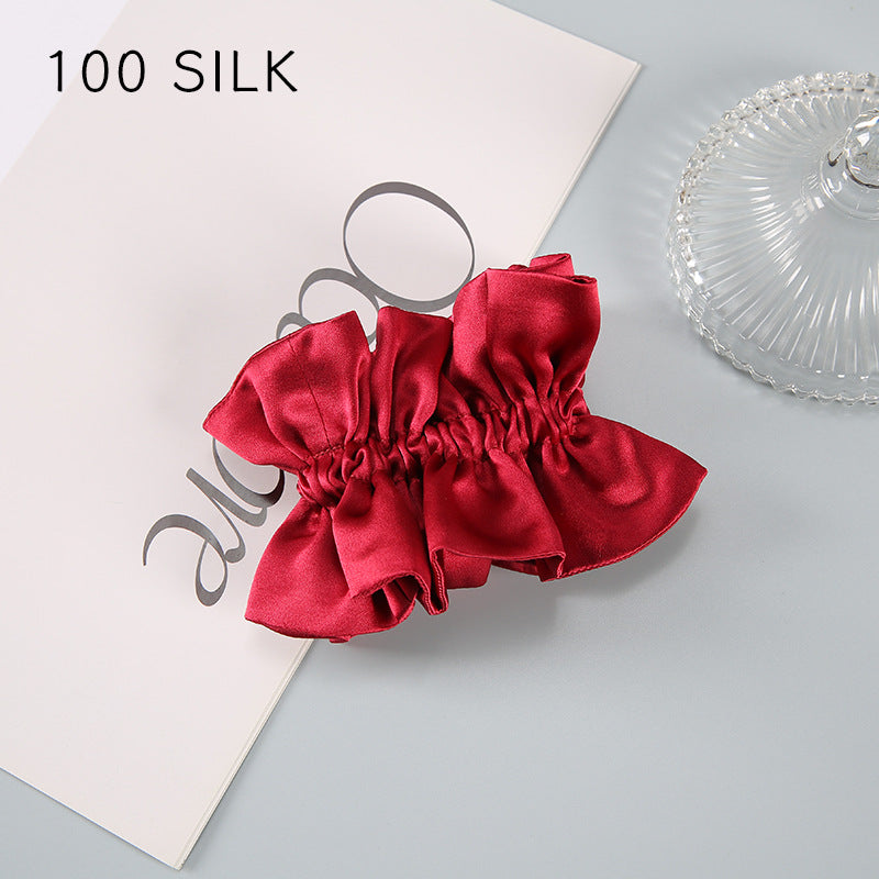 19 Momme double-layer silk hair band for girls, sweet hair rope, 100% mulberry silk hair tie