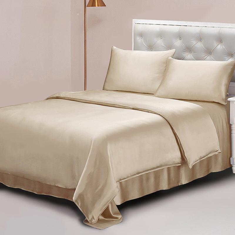 22 Momme heavyweight silk four-piece set double-sided 100% mulberry silk solid color high-end bedding