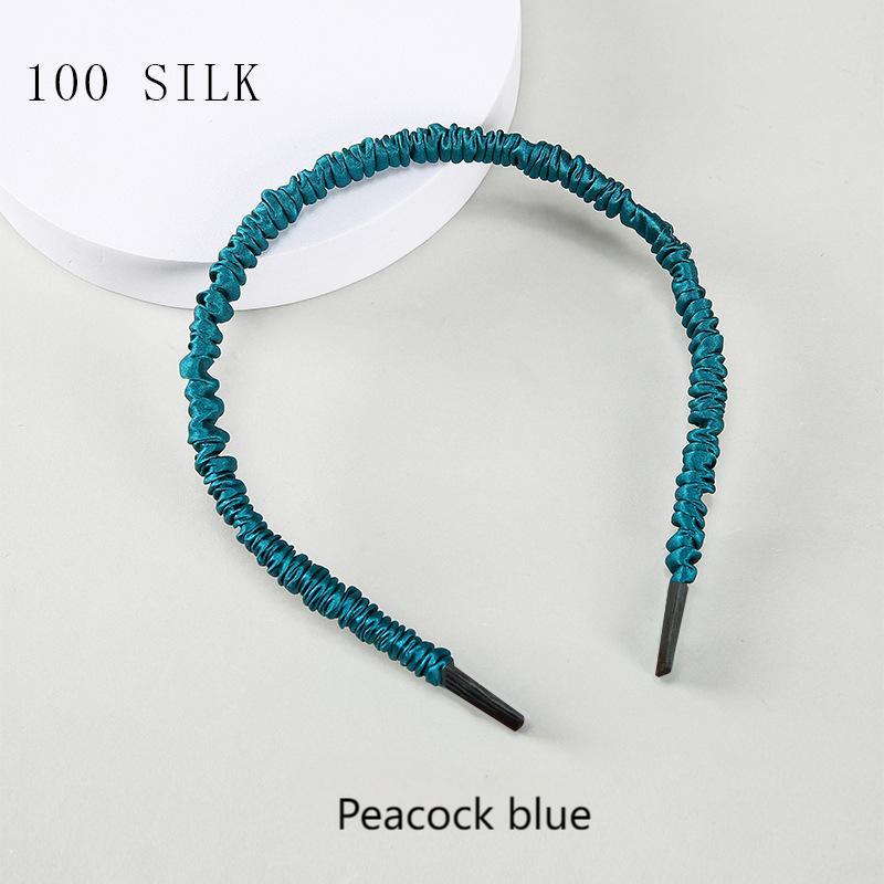 16 Momme Silk Headband Summer 100% Mulberry Silk Satin Thin Edge Headband Headdress Pleated Silk Hairpin