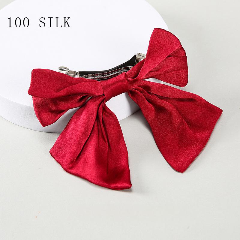 Princess braid bow hairpin headdress Cross-border new product 16 momme silk hairpin