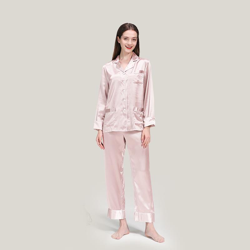 5 Momme heavyweight silk pajamas 100% mulberry silk long-sleeved trousers suit can be worn as silk home clothes in summer