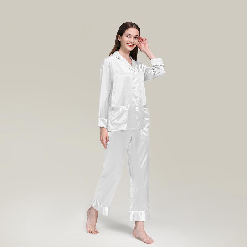 5 Momme heavyweight silk pajamas 100% mulberry silk long-sleeved trousers suit can be worn as silk home clothes in summer