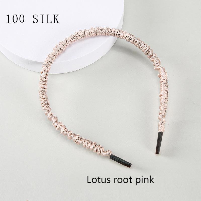16 Momme Silk Headband Summer 100% Mulberry Silk Satin Thin Edge Headband Headdress Pleated Silk Hairpin