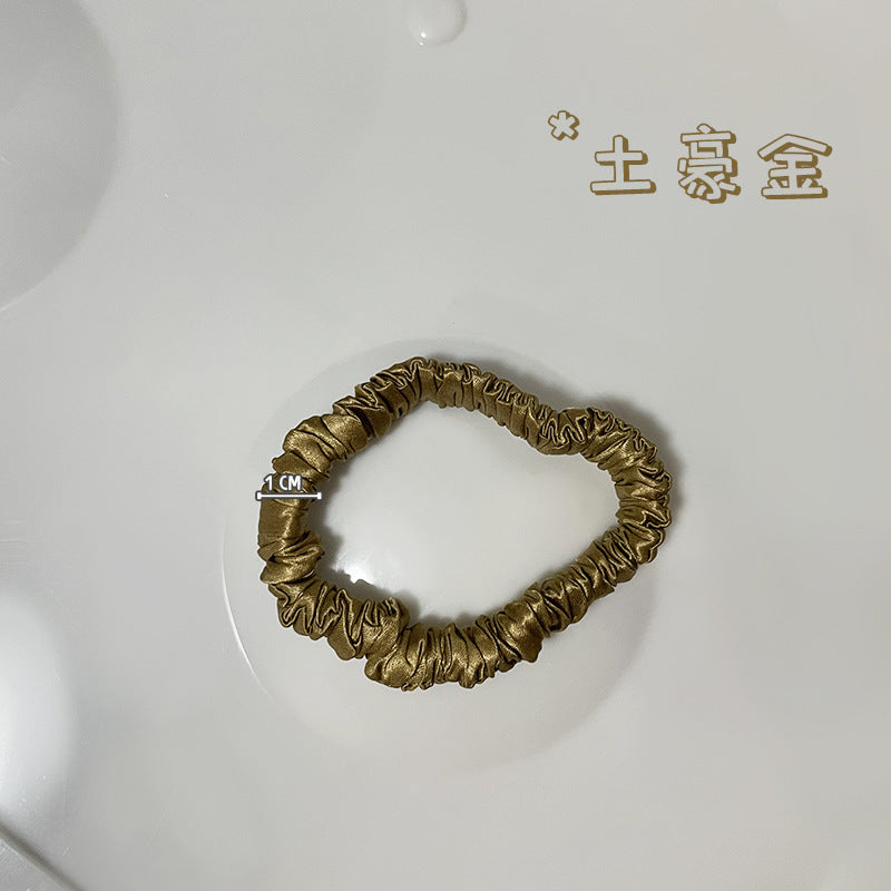 22 Momme 1cm glossy silk hair band handmade 100% mulberry silk girls hair tie small intestine silk hair band