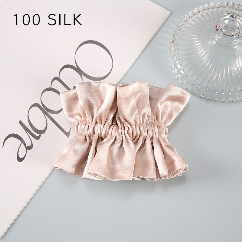 19 Momme double-layer silk hair band for girls, sweet hair rope, 100% mulberry silk hair tie