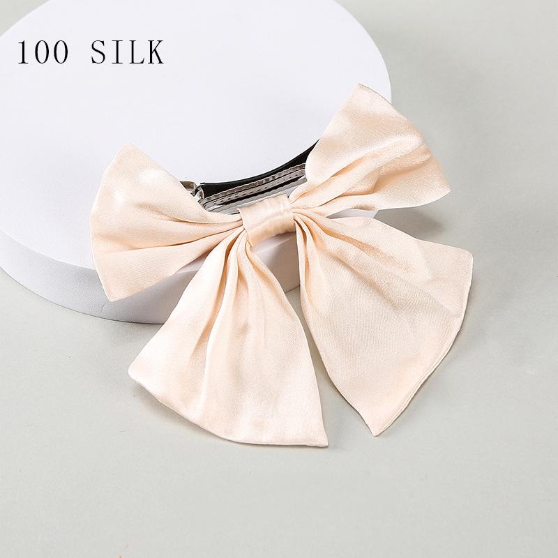 Princess braid bow hairpin headdress Cross-border new product 16 momme silk hairpin