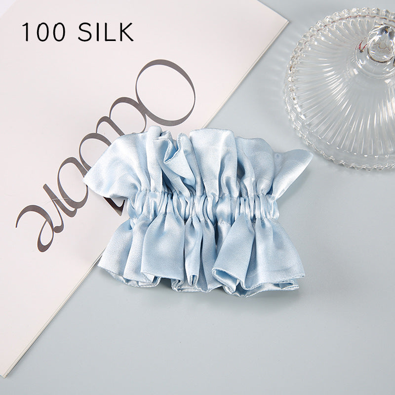 19 Momme double-layer silk hair band for girls, sweet hair rope, 100% mulberry silk hair tie