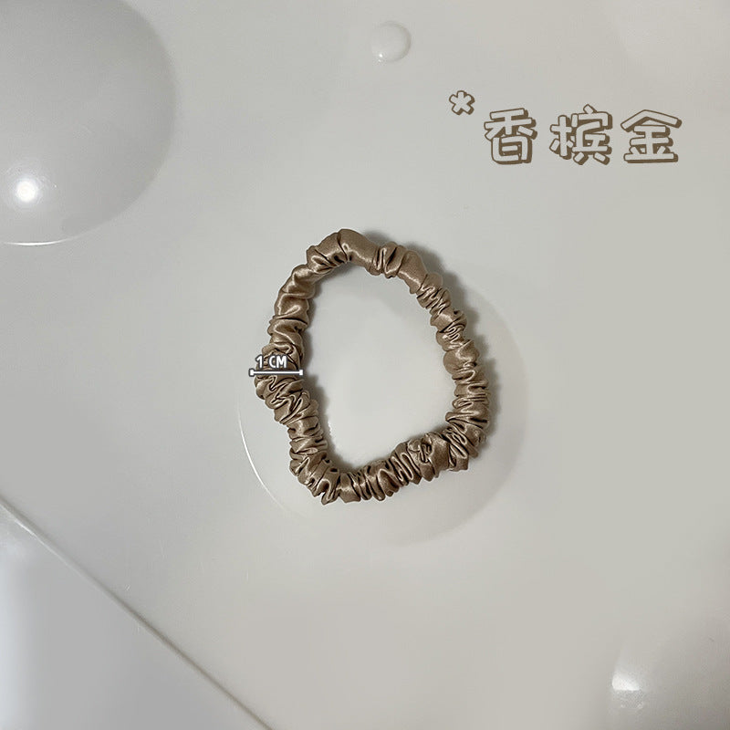 22 Momme 1cm glossy silk hair band handmade 100% mulberry silk girls hair tie small intestine silk hair band