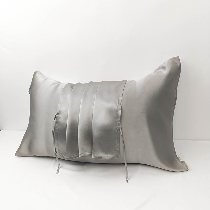 19 Mommy heavy silk pillowcase solid color mulberry silk travel tourism hotel high-end pillow leather pressure line binding