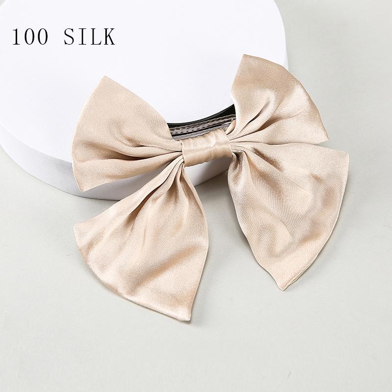 Princess braid bow hairpin headdress Cross-border new product 16 momme silk hairpin