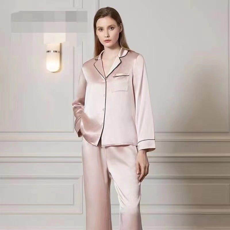 Silk suspenders home wear two-piece set summer mulberry silk ladies pajamas sexy comfortable breathable silk pajamas set