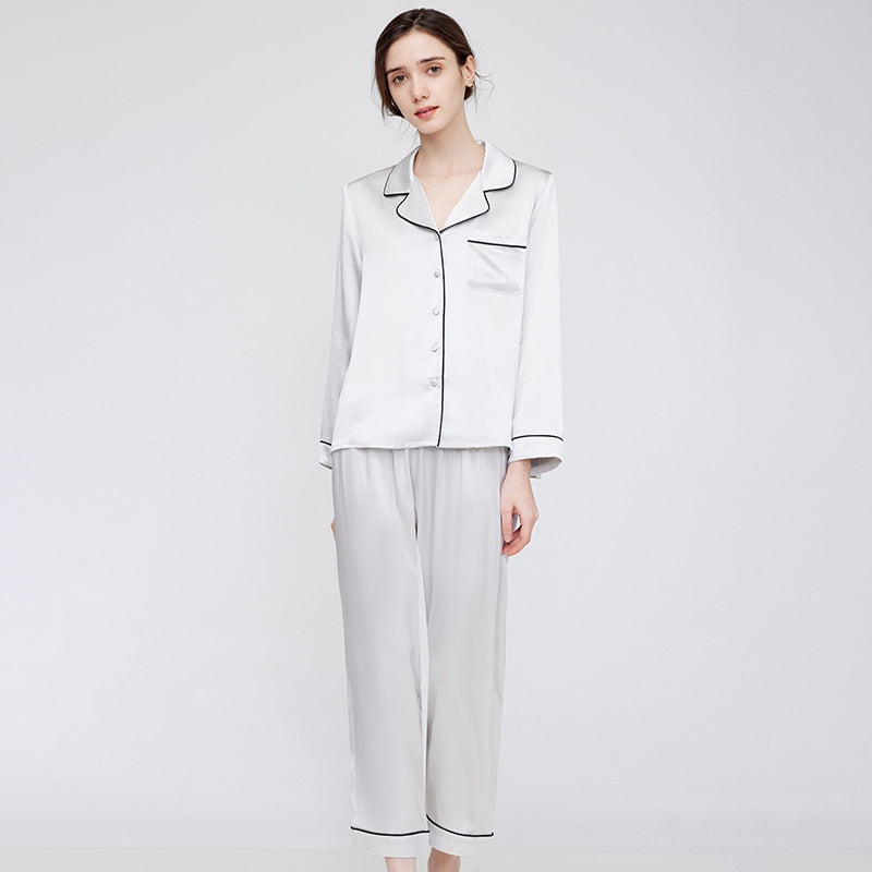 2024 autumn and winter new products 19mm silk pajamas women's high-end simple 100% mulberry silk home wear suit
