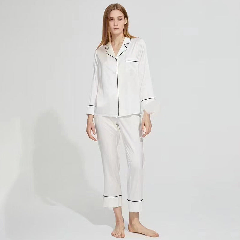 Silk suspenders home wear two-piece set summer mulberry silk ladies pajamas sexy comfortable breathable silk pajamas set