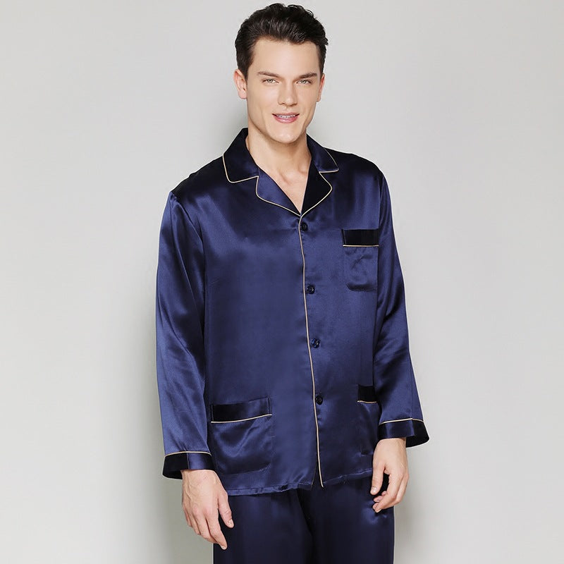 22 Momme heavyweight men's silk pajamas 100% mulberry silk silk home wear suit