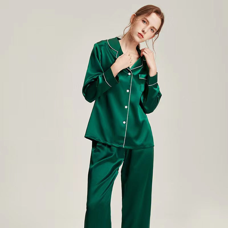22 Momme silk pajamas home wear 2023 new spring and summer heavy mulberry silk women's long-sleeved two-piece suit