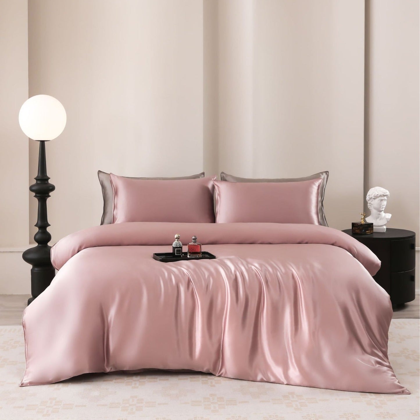 Silk four-piece set 19 momme pure color mulberry silk pillowcase quilt cover bed sheet bed sheet silk suit