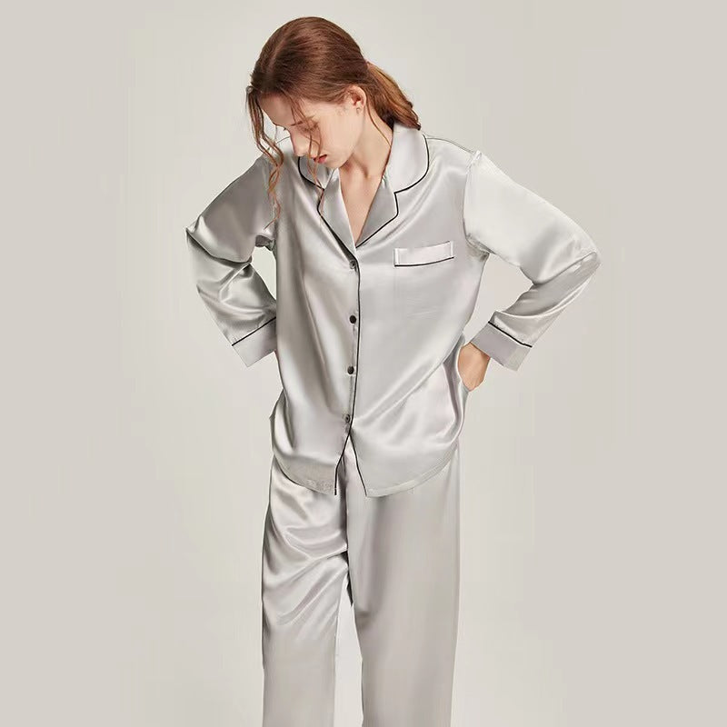22 Momme silk pajamas home wear 2023 new spring and summer heavy mulberry silk women's long-sleeved two-piece suit