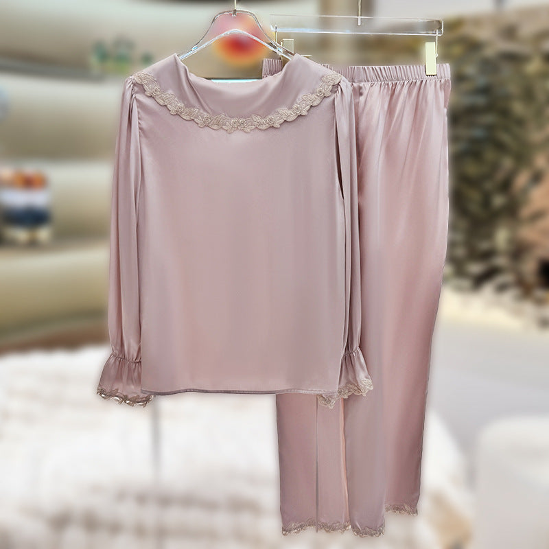2024 new heavy silk pajamas women's long-sleeved suit 100% mulberry silk high-end temperament home clothes