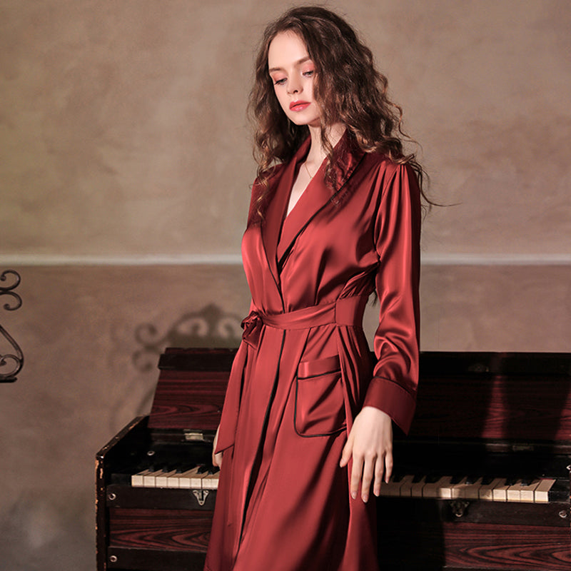 19 Mommy heavy silk nightgown female mulberry silk pajamas spring and summer long home clothes summer